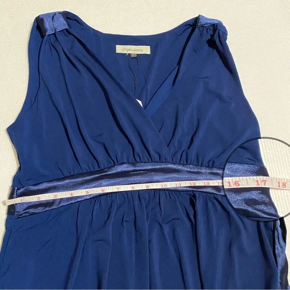 Angel Maternity Dark Navy Maternity Evening Maxi Dress Sleeveless  L - Picture 11 of 13